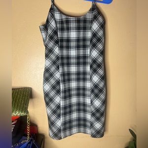 94. Black and white plaid dress